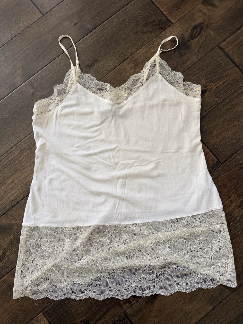 White House Black Market Ivory Lace-Trim Camisole